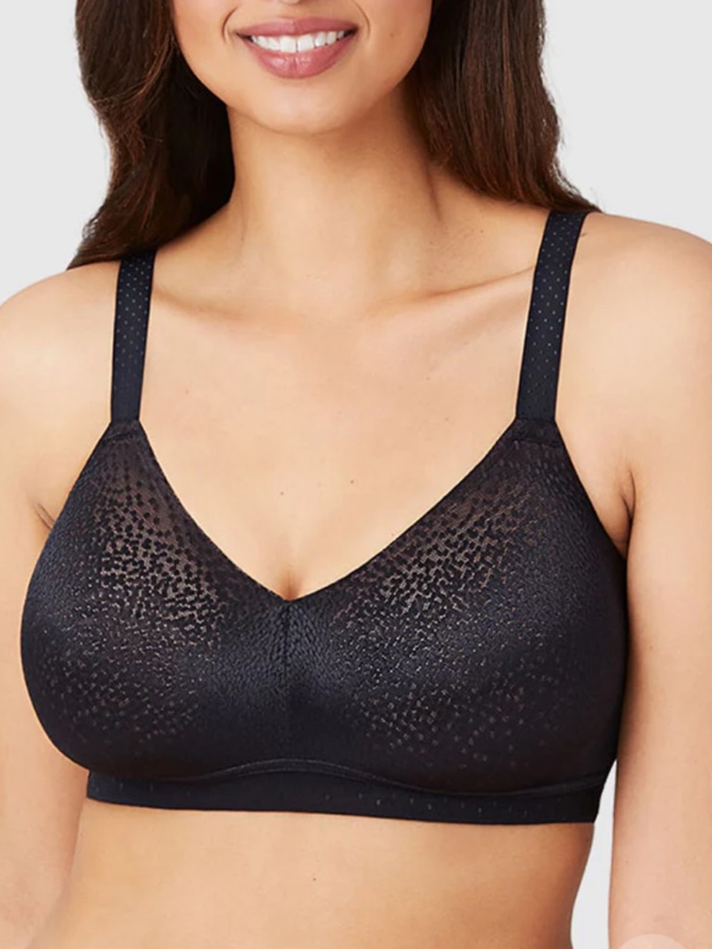 Wacoal Back Appeal Wire Free Bra, Seamless Black Wireless Comfort Bra, 38DD